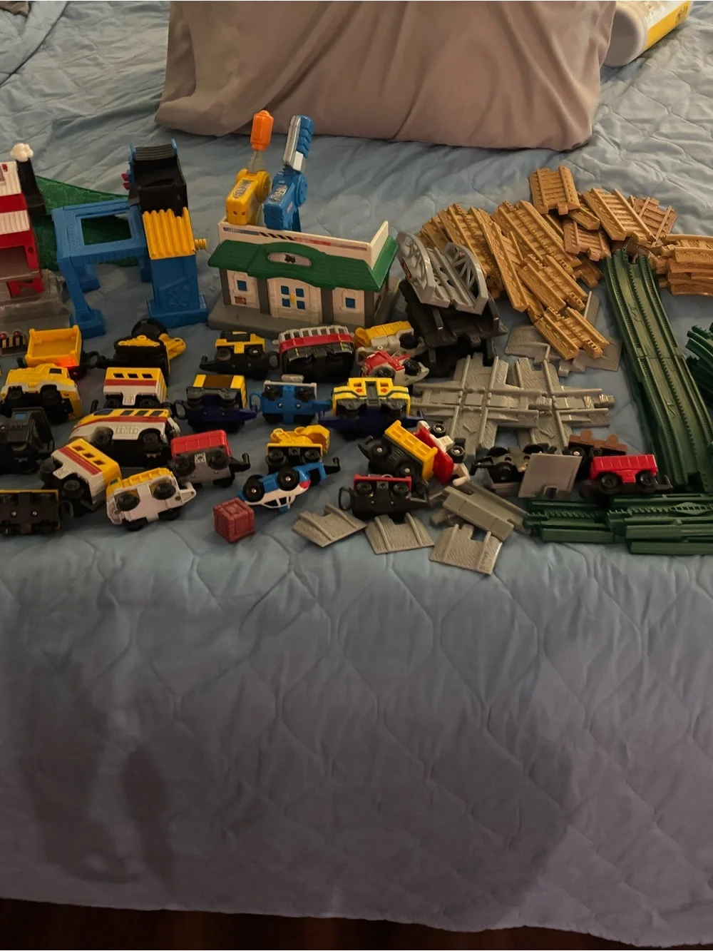 Thomas & Friends Playset Lot with Blue, Green, Yellow, Red Pieces